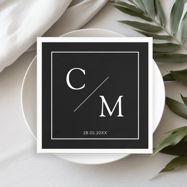 Serviette En Papier Clé, élégante, serviette monogramme (Créateur téléchargé)