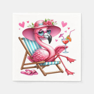 Serviette En Papier Clipart de Flamant rose mignonne