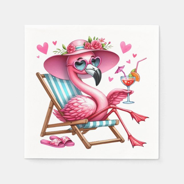 Serviette En Papier Clipart de Flamant rose mignonne (Devant)