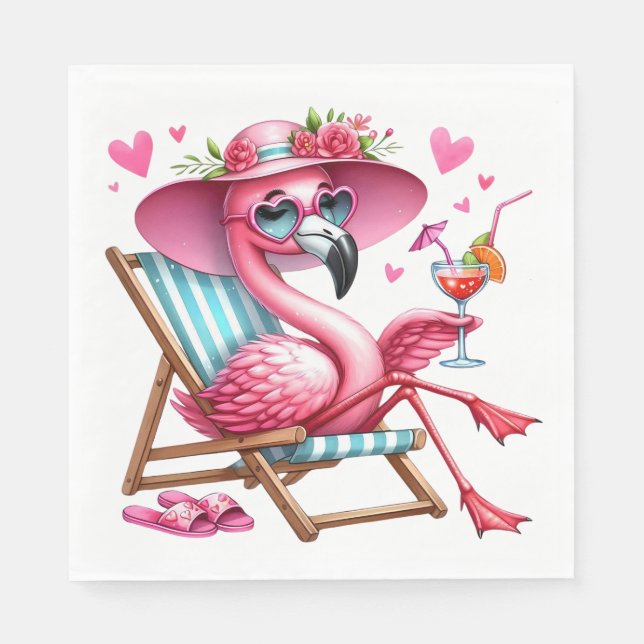 Serviette En Papier Clipart de Flamant rose mignonne (Devant)