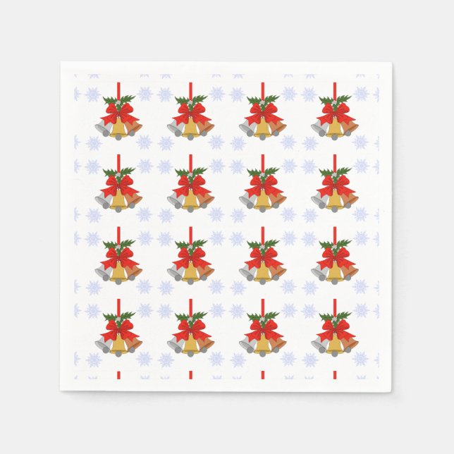 Serviette En Papier Cloches et flocons de neige (Devant)