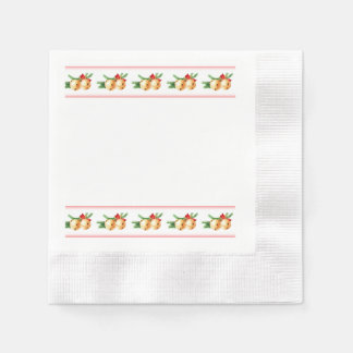 Serviette En Papier Cloches rondes en or de Noël et frontière en ruban