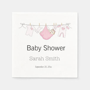 Serviette En Papier Clothesline fille mignonne Baby shower rose