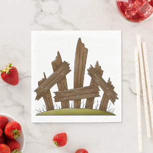 Serviette En Papier Clôture en bois cassée Ferme rustique