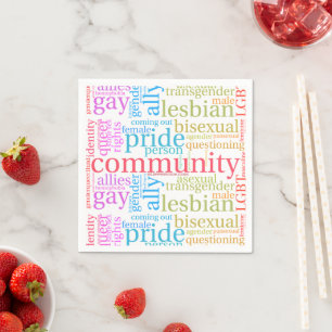 Serviette En Papier Cloud de mot communautaire LGBTQ+ SlipperyJoe