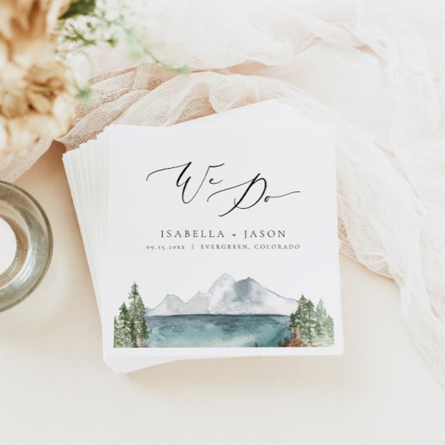 Serviette En Papier CLOVER Boho Rustic Mountain Lake Mariage (Créateur téléchargé)