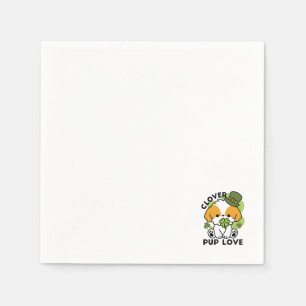Serviette En Papier Clover Pup Love - St. Patrick's Day Chien Design