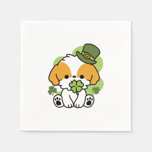 Serviette En Papier Clover Pup Love - St. Patrick's Day Chien Design