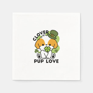 Serviette En Papier Clover Pup Love - St. Patrick's Day Chien Design