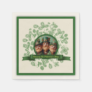 Serviette En Papier Clover vintage St Patrick's Day Leprechauns PPN
