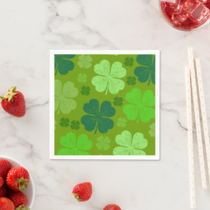 Serviette En Papier Clovers verts, Lucky Clovers, Saint Patrick's Day