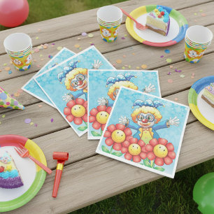 Serviette En Papier Clown Avec Fleurs