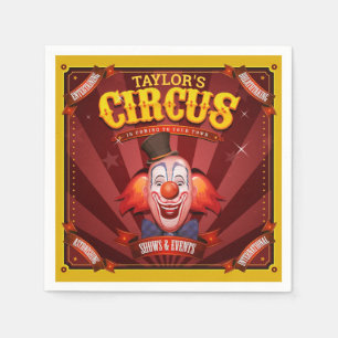 Serviette En Papier Clown Carnaval AJOUTER LE NOM Big Top Family Circu