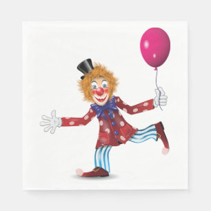 Serviette En Papier Clown joyeux et coloré avec Balloon Fun Circus