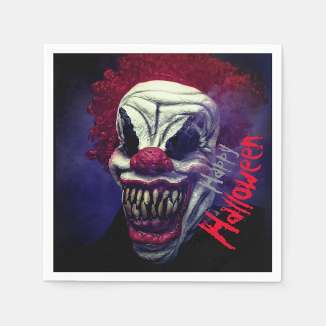 Serviette En Papier Clown monstre d'horreur d'Halloween (Devant)