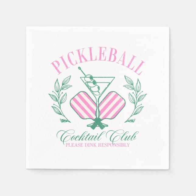 Serviette En Papier Club Cocktail Pickleball (Devant)