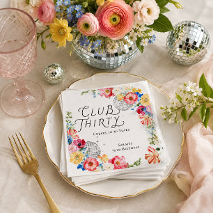 Serviette En Papier Club Thirty Garden Disco Anniversaire