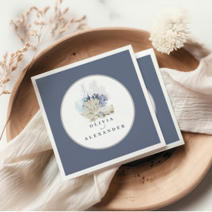 Serviette En Papier Coastal Beach bleu coquillage mariage