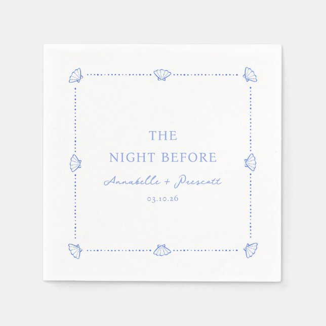 Serviette En Papier Coastal Chic Blue Personalized Rehearsal Dinner (Devant)