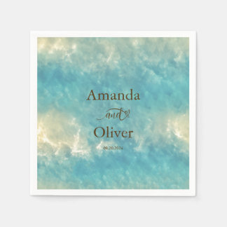 Serviette En Papier Coastal Chic Golden Sand Turquoise Mariage d'eau