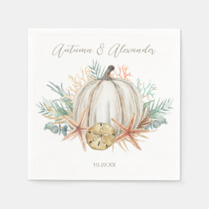 Serviette En Papier Coastère Chute Citrouille Beach Seashells