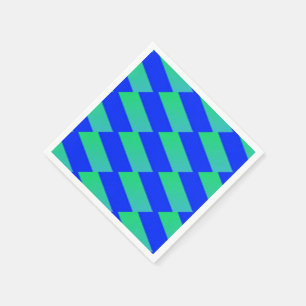 Serviette En Papier Cobalt Bleu et Vert Carrés Abstraits