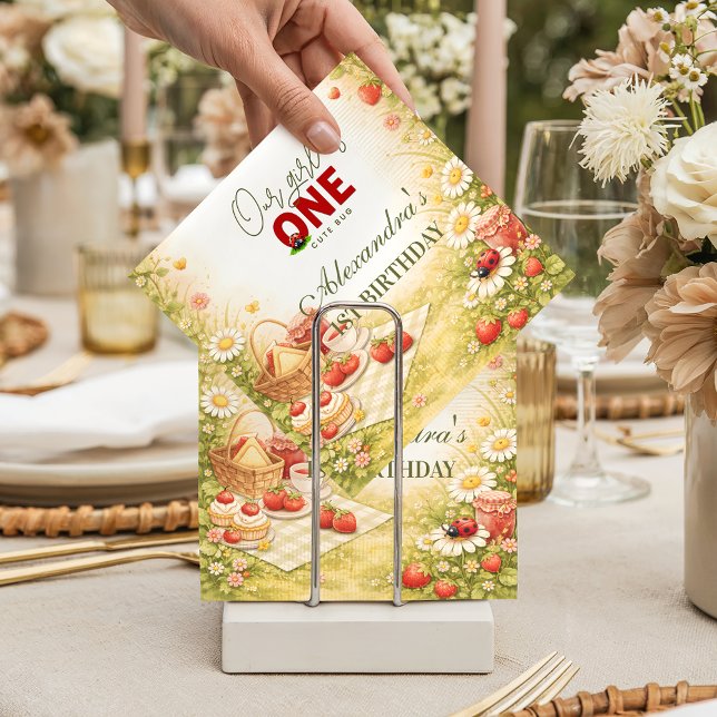Serviette En Papier Coccinelle de la Prairie Fantaisiste 1er Anniversa (Créateur téléchargé)