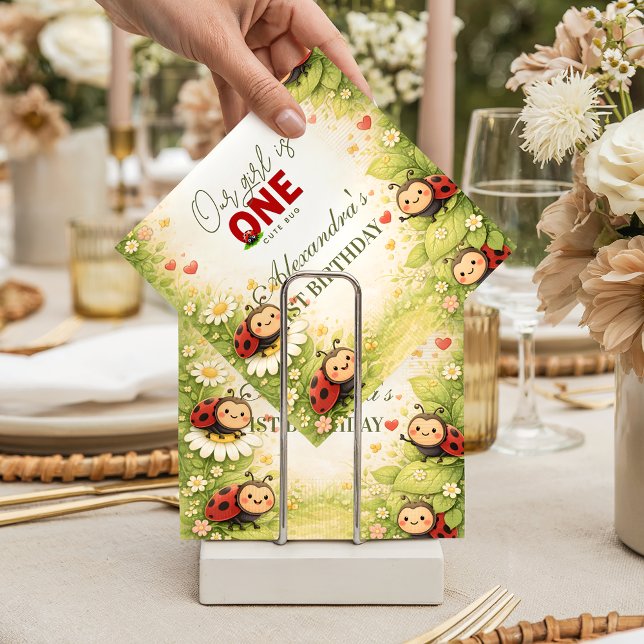 Serviette En Papier Coccinelle Florale Rustique 1er Anniversaire (Créateur téléchargé)