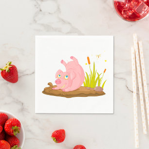 Serviette En Papier Cochon Dans La Boue Serviettes