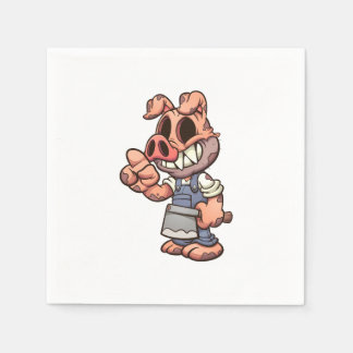 Serviette En Papier cochon de dessin animé portant un masque et faisan