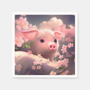 Serviette En Papier Cochon Fluffé Cute
