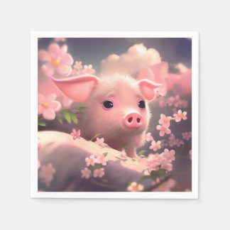 Serviette En Papier Cochon Fluffé Cute