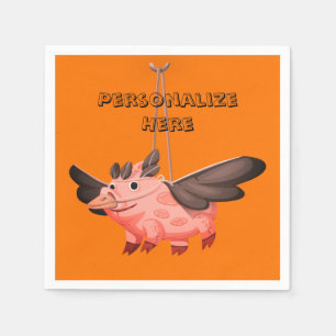 Serviette En Papier Cochon volant costume de corbeau automne mignon or