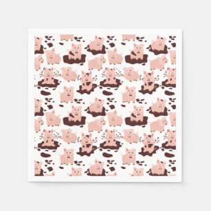 Serviette En Papier Cochons mignons jouant dans les animaux de la ferm