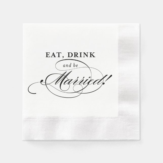 Serviette En Papier Cockail Napkin : Mangez, buvez et soyez mariés (Devant)