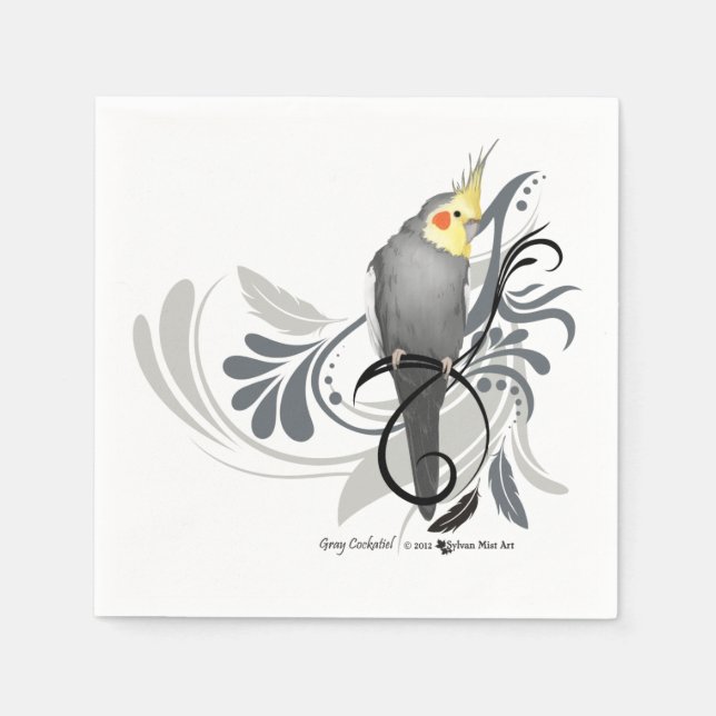 Serviette En Papier Cockatiel gris (Devant)