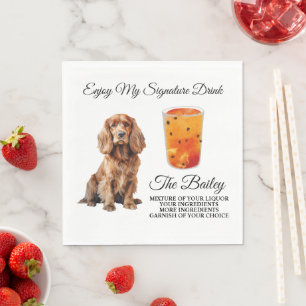 Serviette En Papier Cocker Spaniel Mariage Signature Boire