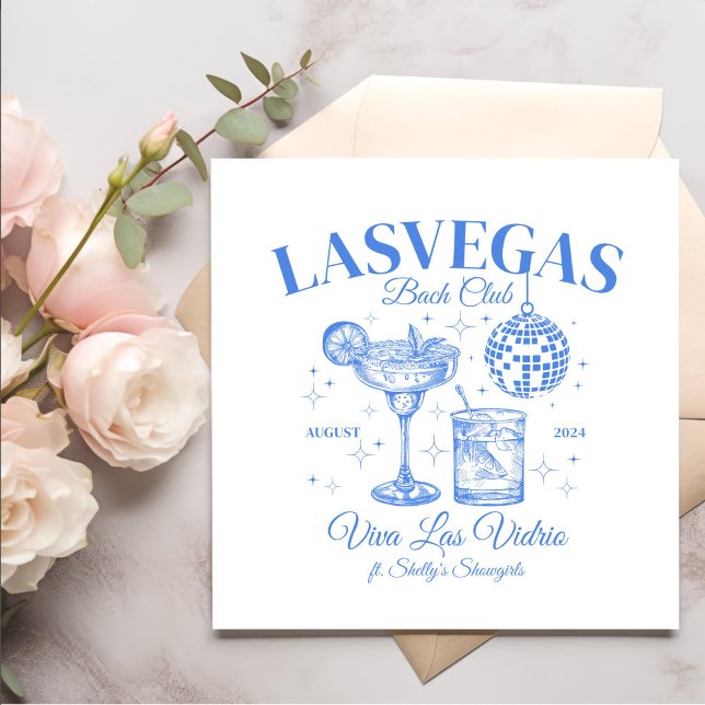 Serviette En Papier Cocktail Bleu Et Disco Ball Bachelorette (Créateur téléchargé)