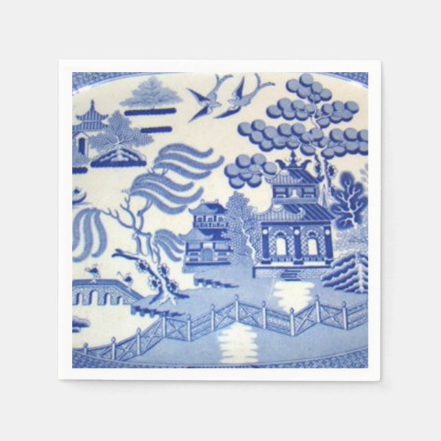 Serviette En Papier Cocktail Blue Willow Napkins Vous Fier (Devant)