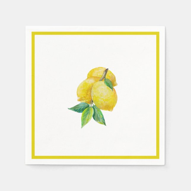 Serviette En Papier Cocktail citron et Feuille (Devant)