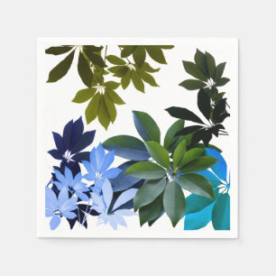 Serviette En Papier Cocktail classique Feuille vert et bleu Napkin