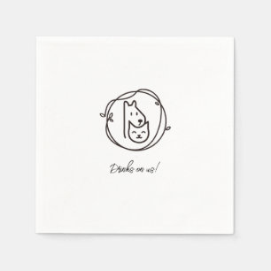 Serviette En Papier Cocktail d'art Simple Cat and Dog Line Napkin