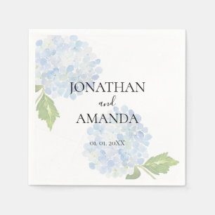 Serviette En Papier Cocktail de mariage à l'hortensia bleu
