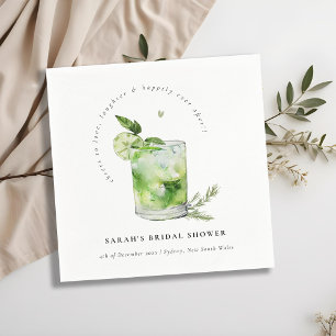 Serviette En Papier Cocktail de mariage élégant Margarita verte