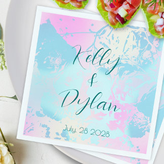 Serviette En Papier Cocktail de mariage pastel abstrait moderne