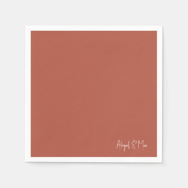 Serviette En Papier Cocktail de mariage personnalisé en terre cuite mo (Devant)