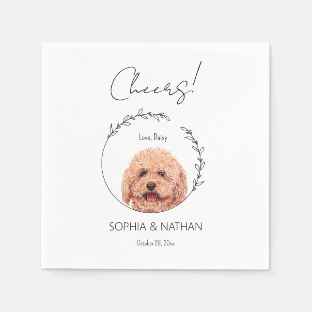 Serviette En Papier Cocktail de mariage pour chien caniche simple  (Devant)