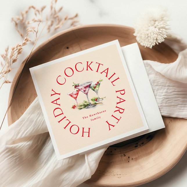 Serviette En Papier Cocktail de Noël et soirée élégante (Créateur téléchargé)