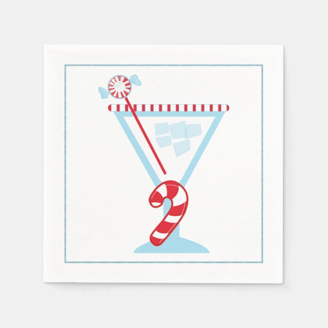 Serviette En Papier Cocktail de Noël Napkin avec martini olive (Devant)