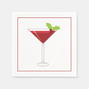 Serviette En Papier Cocktail de Noël Napkin avec martini, olive et